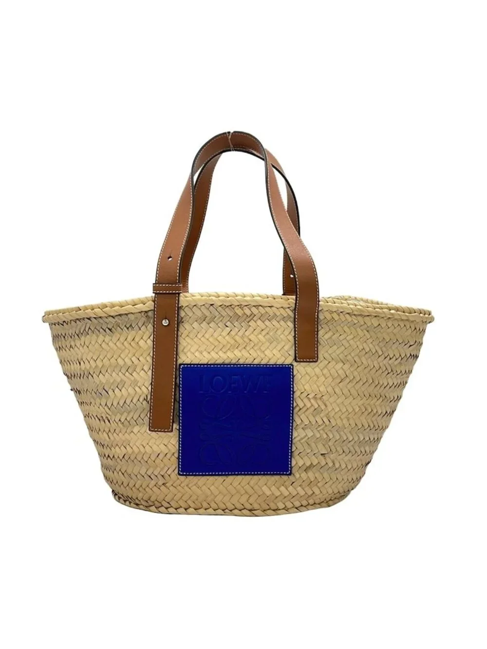 Loewe Tote Basket Beige Navy Brown Leather